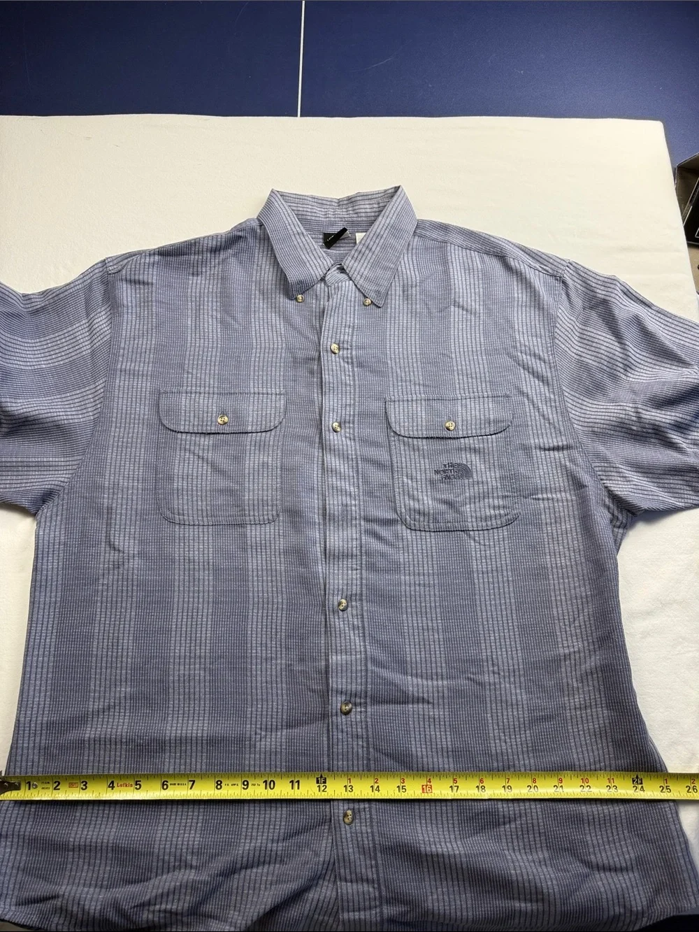 The North Face Men's Light BlueGrey Vertical Stripe Button-Down Shirt